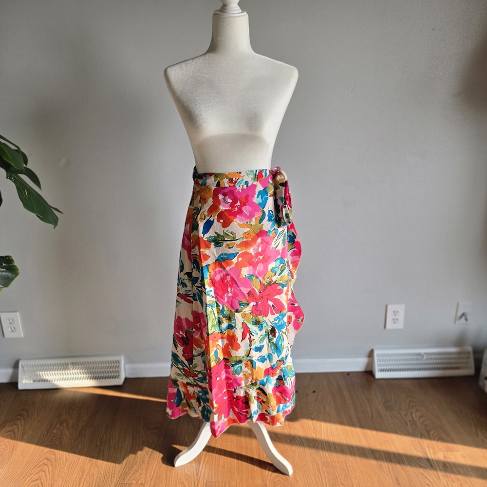 Vibrant Floral Wrap Skirt